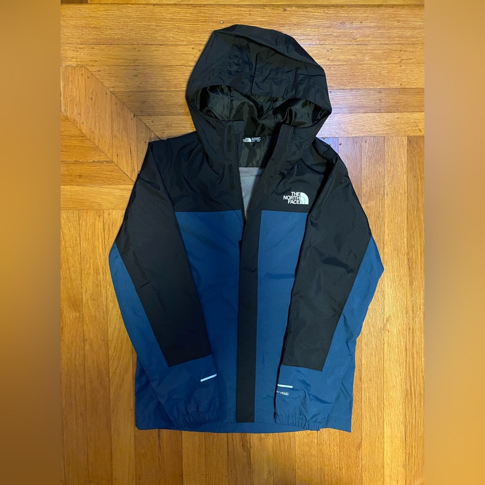 The North Face Kids' Navy Blue and Black Hooded Rain Jacket